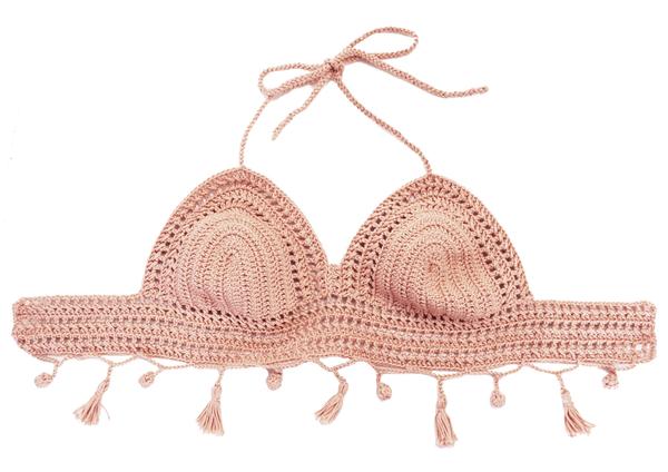 Creus bikini de crochet hecho a mano España artesanal calidad precio rebajas mar piscina fácil lavado swimwear traje baño summer handmade cotton algodón swimsuit quality made in Spain rosa light pink